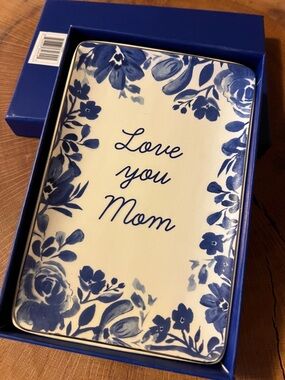 Cherrywood Lane 6"x4" Ceramic Floral Gold Tone Trim Deluxe Trinket Tray For Mom